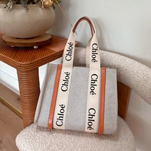 💯 Authentic Chloe MEDIUM WOODY TOTE BAG-Terracotta Orange